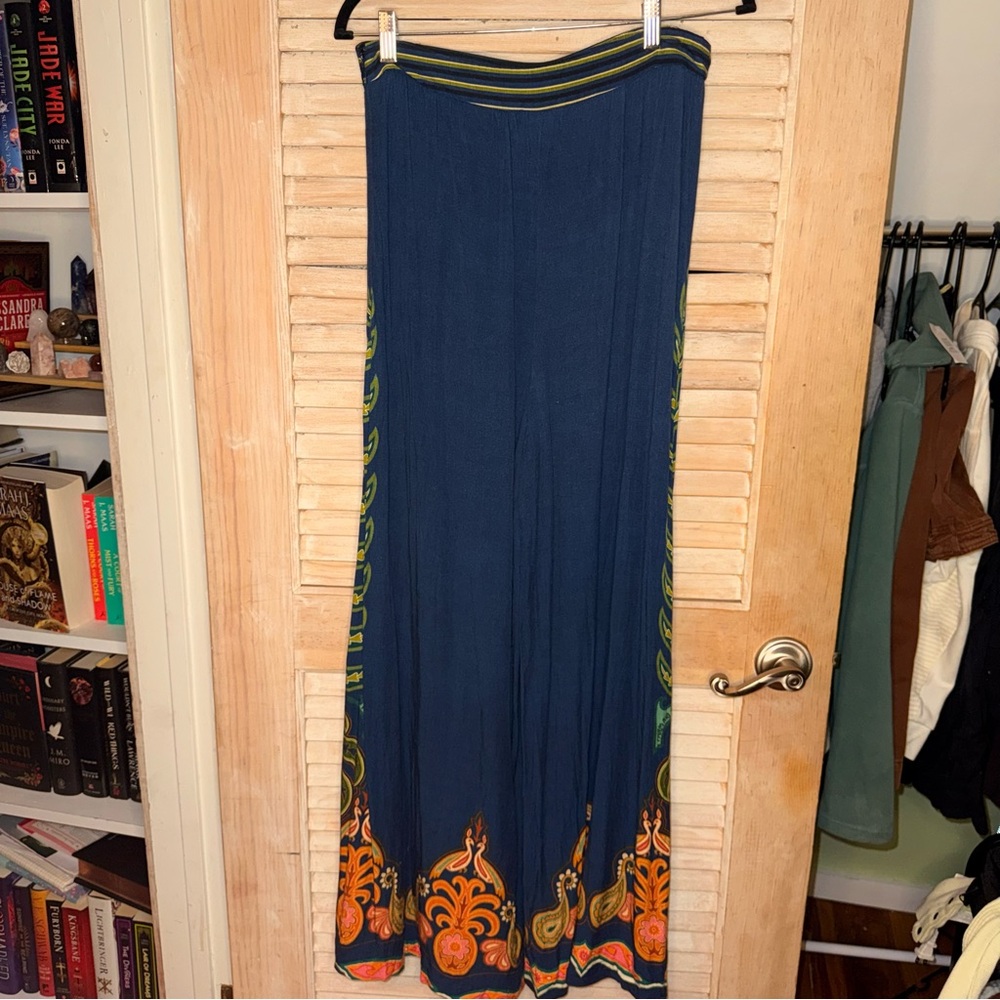154 Farm Rio for Anthropologie Navy Blue Wide Leg Pants - Size L - Picture 3 of 8